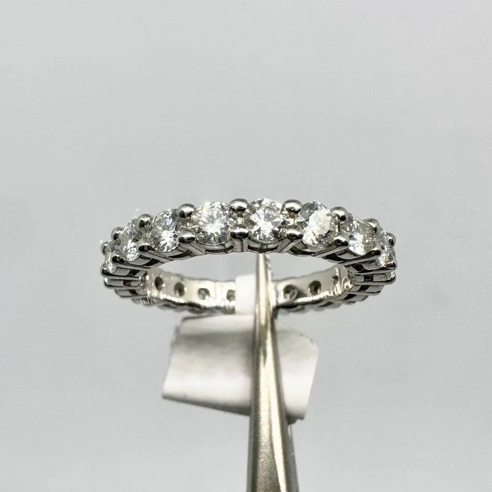 Moissanite Diamond Ring Eternity Wedding Band Anniversary Brilliant 2 Ct Size 7